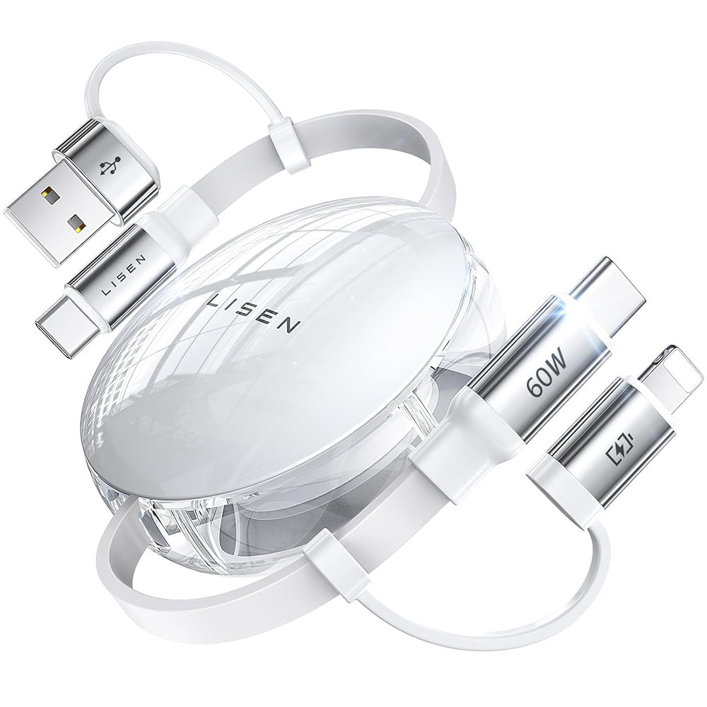 Καλώδιο Δεδομένων και Φόρτισης USB-C / USB-A - USB-C / Lightning Lisen, 60W, 1m, Λευκό YL0123030001