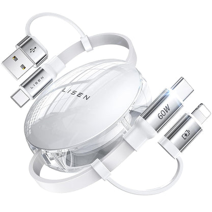 Καλώδιο Δεδομένων και Φόρτισης USB-C / USB-A - USB-C / Lightning Lisen, 60W, 1m, Λευκό YL0123030001