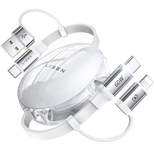Καλώδιο Δεδομένων και Φόρτισης USB-C / USB-A - USB-C / Lightning Lisen, 60W, 1m, Λευκό YL0123030001