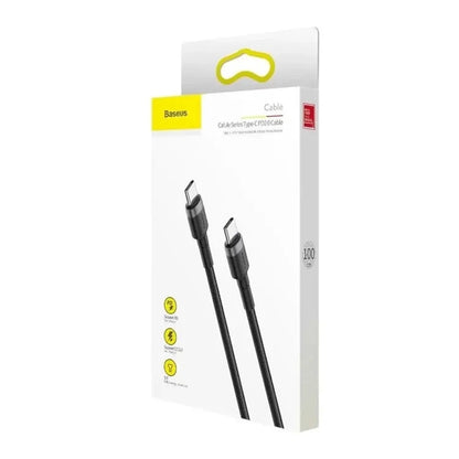 Καλώδιο Δεδομένων και Φόρτισης USB-C - USB-C Baseus Cafule, 60W, 2m, Σετ 2 τεμαχίων, Μαύρο E0418501
