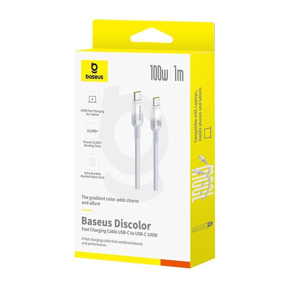 Καλώδιο Δεδομένων και Φόρτισης USB-C - USB-C Baseus Discolor, 100W, 1m, Ασημί E0420701