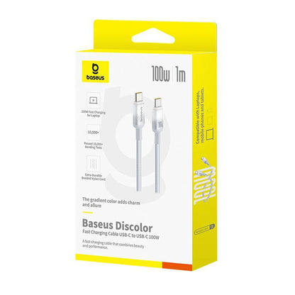 Καλώδιο Δεδομένων και Φόρτισης USB-C - USB-C Baseus Discolor, 100W, 1m, Ασημί E0420701