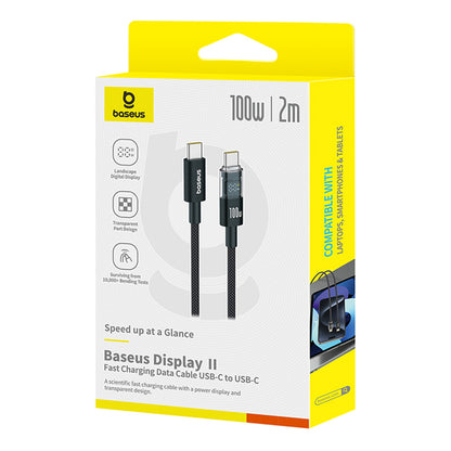 Καλώδιο Δεδομένων και Φόρτισης USB-C - USB-C Baseus Display 2, 100W, 2m, Μαύρο P10377706123-00