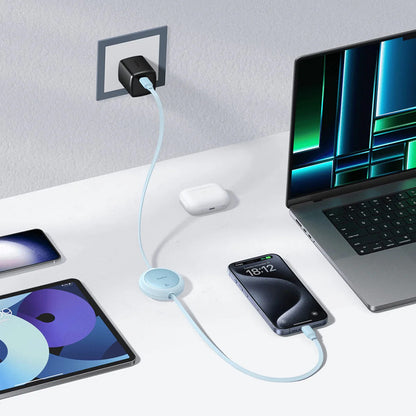 Καλώδιο Δεδομένων και Φόρτισης USB-C - USB-C Baseus Free2Pull Mini Retractable, 60W, 1m, Μπλε P10364500311-01