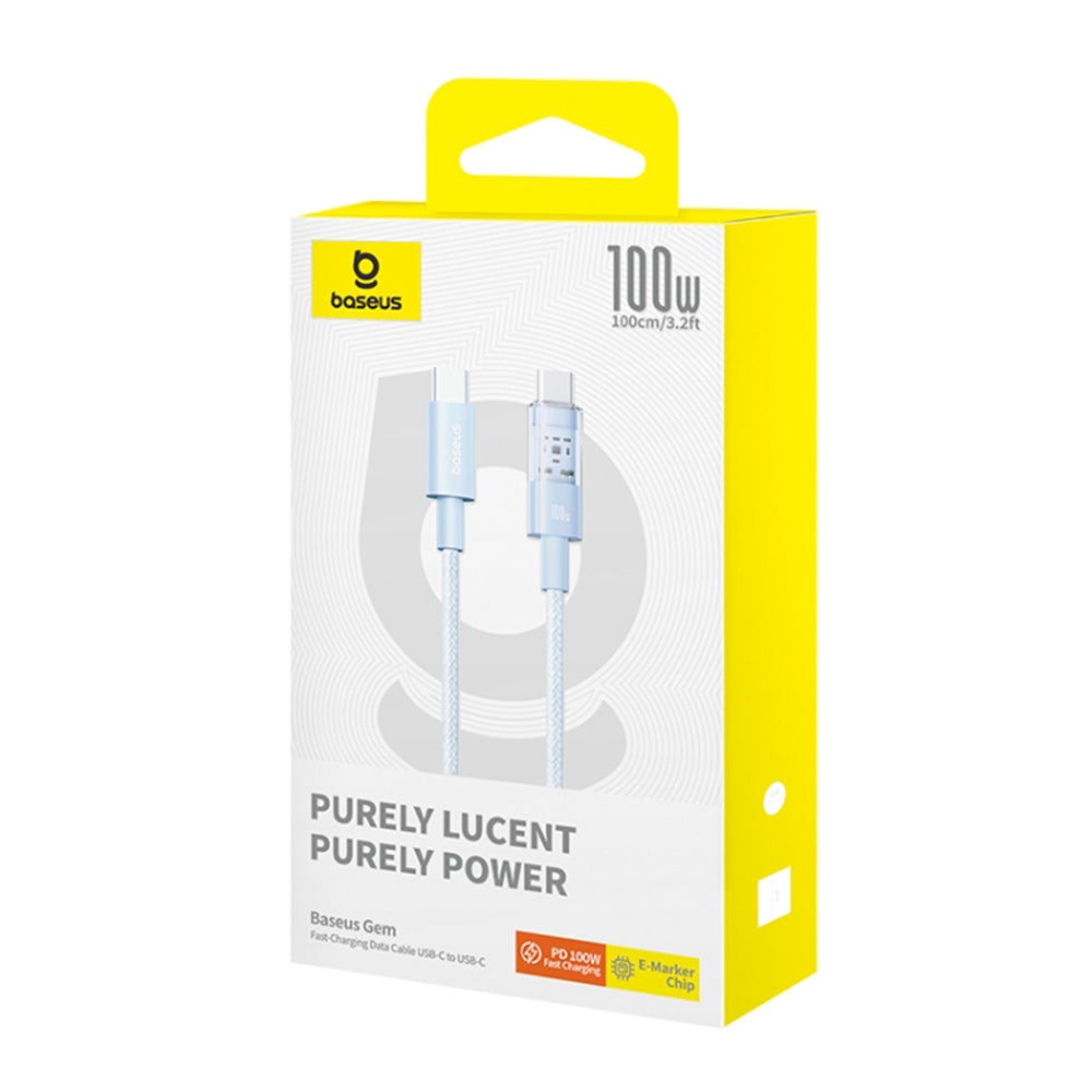 Καλώδιο Δεδομένων και Φόρτισης USB-C - USB-C Baseus Gem, 100W, 1m, Μπλε P10373000311-00