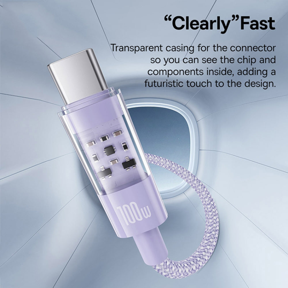 Καλώδιο Δεδομένων και Φόρτισης USB-C - USB-C Baseus Gem, 100W, 1m, Μωβ P10373000511-00