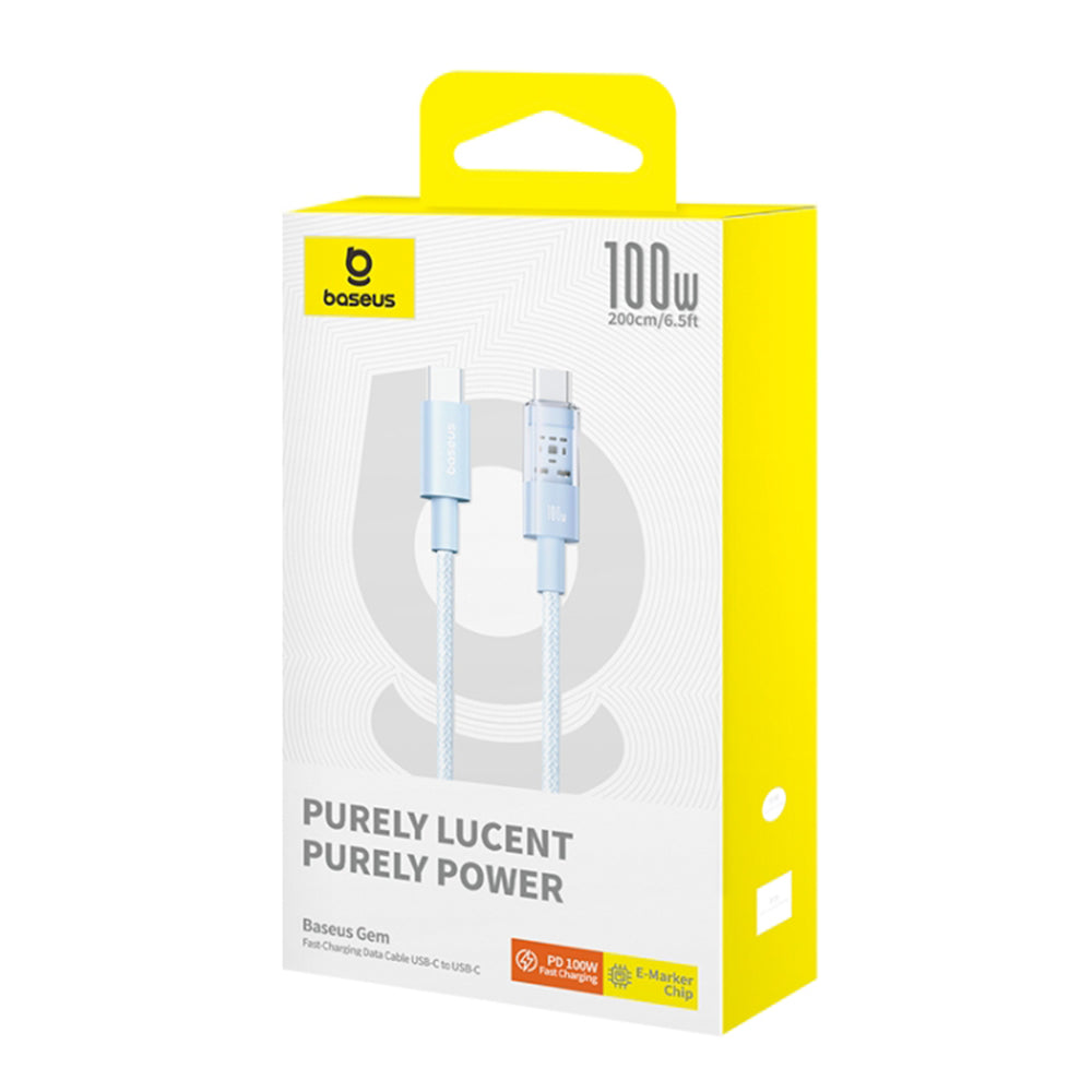 Καλώδιο Δεδομένων και Φόρτισης USB-C - USB-C Baseus Gem, 100W, 2m, Μπλε P10373000311-01