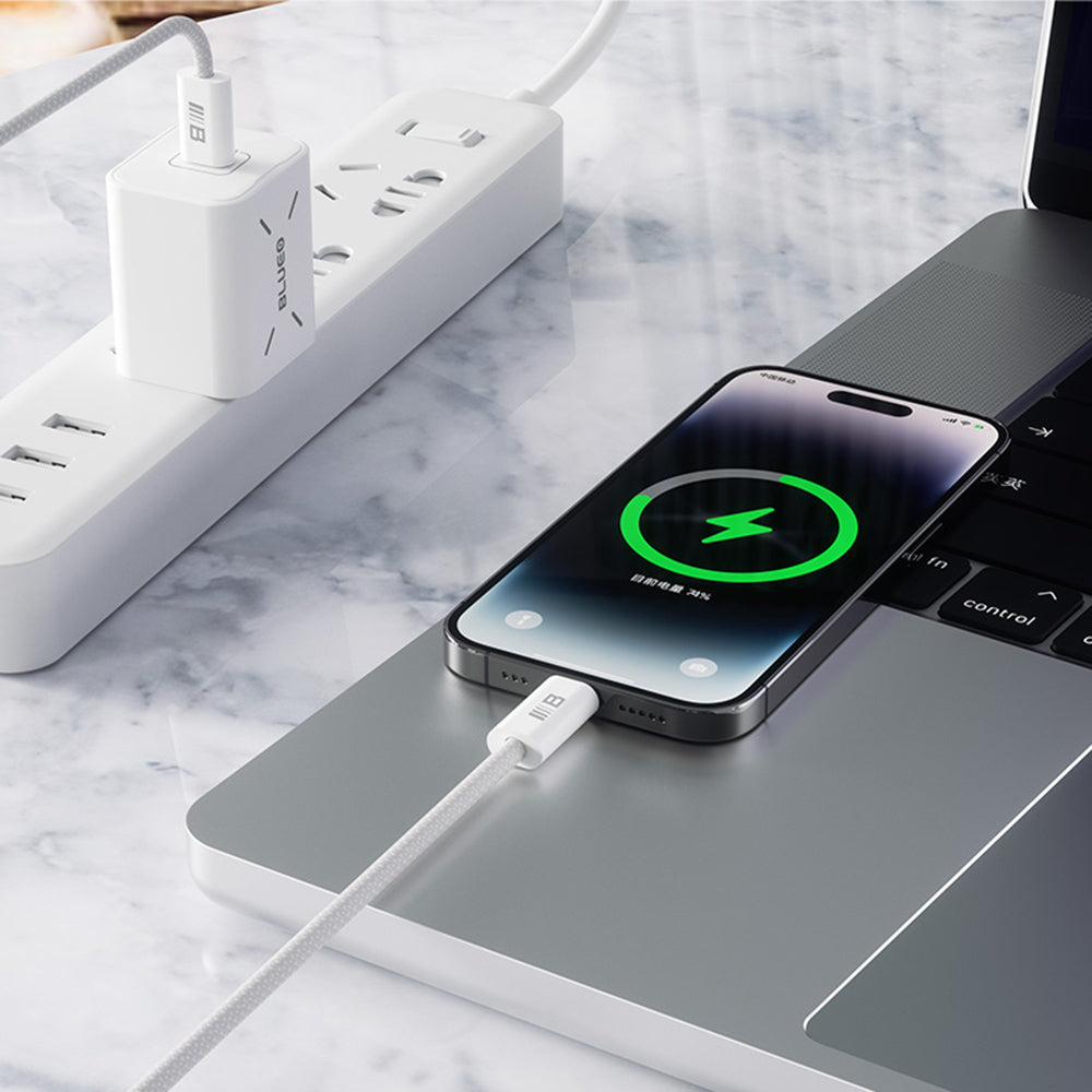Καλώδιο Δεδομένων και Φόρτισης USB-C - USB-C Blueo, 100W, 1.2m, Λευκό