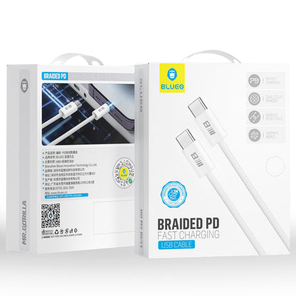 Καλώδιο Δεδομένων και Φόρτισης USB-C - USB-C Blueo, 100W, 1.2m, Λευκό