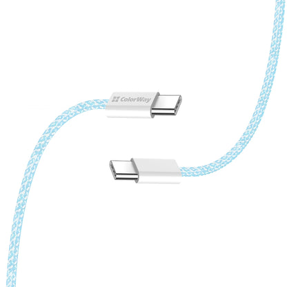 Καλώδιο Δεδομένων και Φόρτισης USB-C - USB-C ColorWay CW-CBPDCC061, 60W, 1m, Μπλε