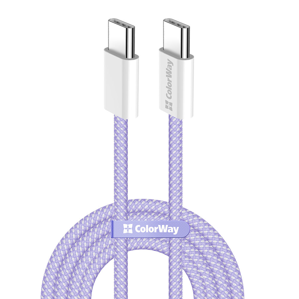 Καλώδιο Δεδομένων και Φόρτισης USB-C - USB-C ColorWay CW-CBPDCC061, 60W, 1m, Μωβ