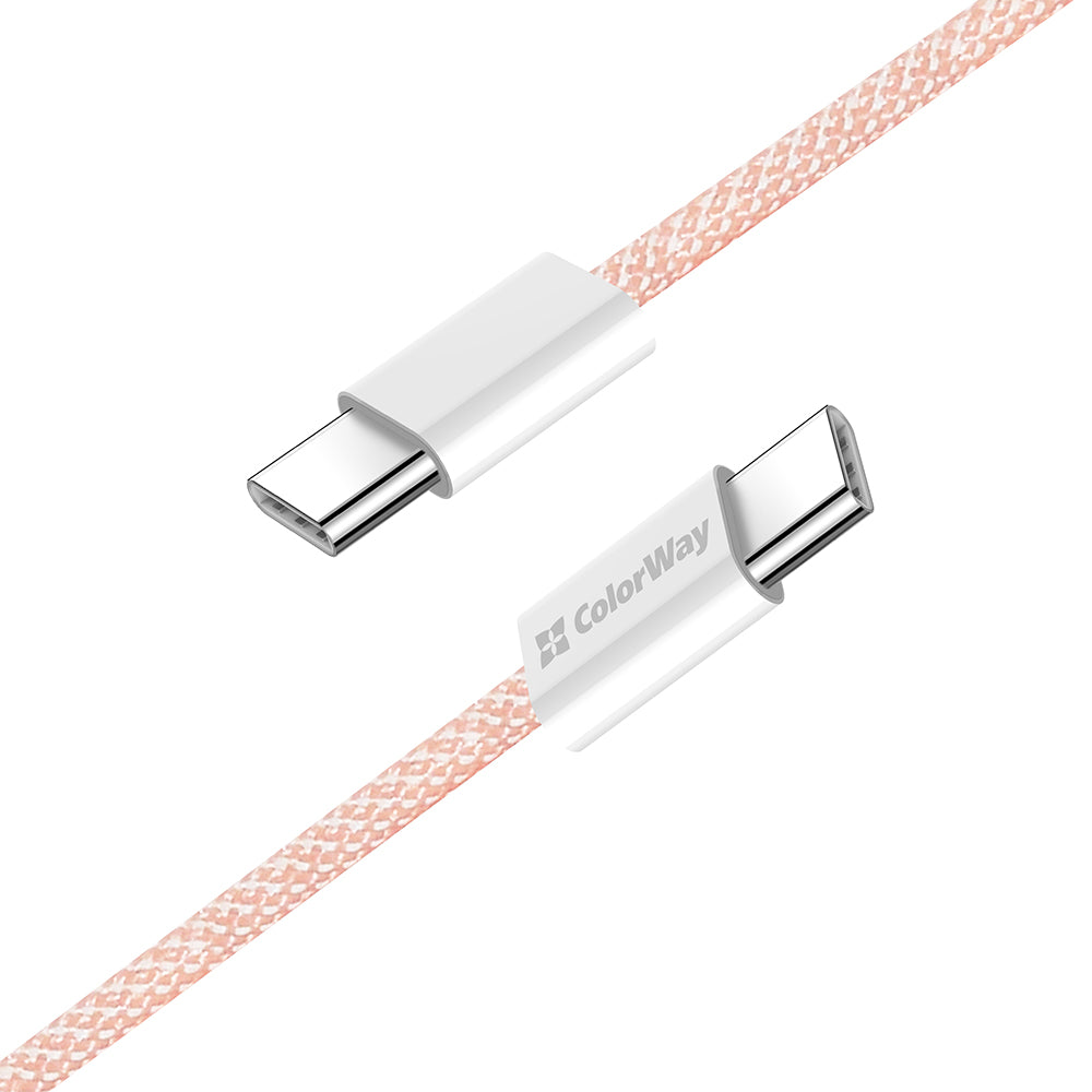 Καλώδιο Δεδομένων και Φόρτισης USB-C - USB-C ColorWay CW-CBPDCC061, 60W, 1m, Ροζ