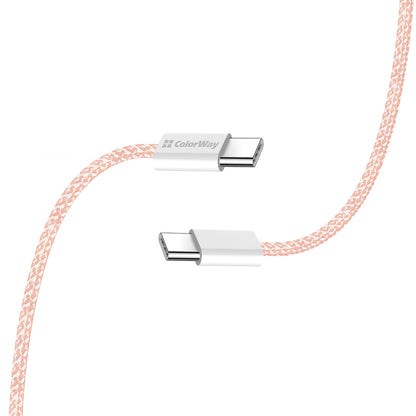 Καλώδιο Δεδομένων και Φόρτισης USB-C - USB-C ColorWay CW-CBPDCC061, 60W, 1m, Ροζ