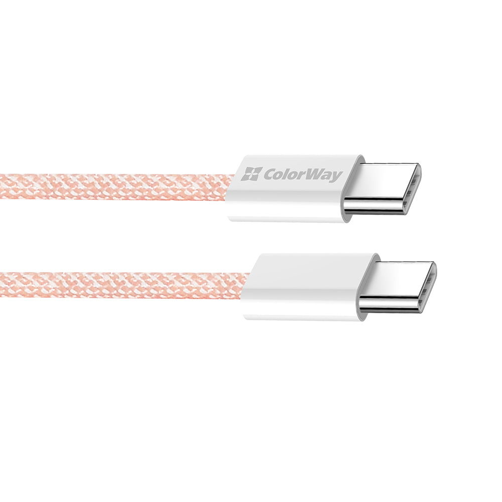 Καλώδιο Δεδομένων και Φόρτισης USB-C - USB-C ColorWay CW-CBPDCC061, 60W, 1m, Ροζ