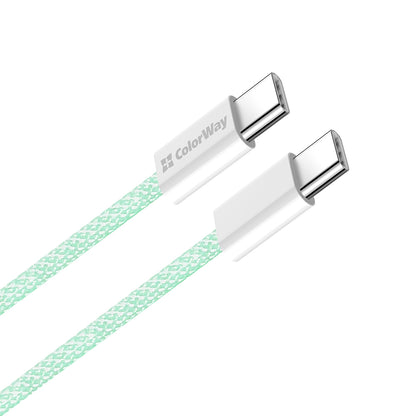 Καλώδιο Δεδομένων και Φόρτισης USB-C - USB-C ColorWay CW-CBPDCC061, 60W, 1m, Πράσινο