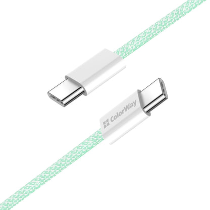 Καλώδιο Δεδομένων και Φόρτισης USB-C - USB-C ColorWay CW-CBPDCC061, 60W, 1m, Πράσινο