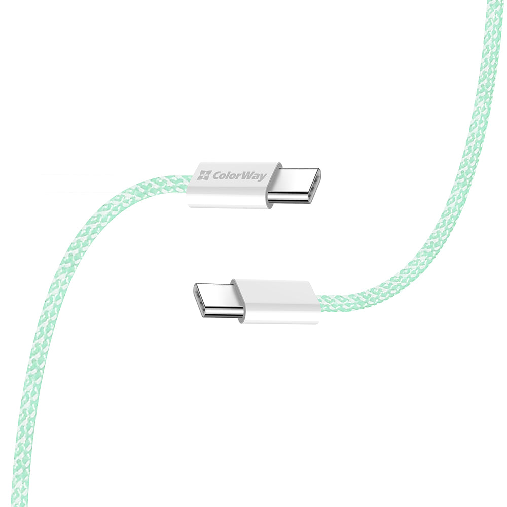 Καλώδιο Δεδομένων και Φόρτισης USB-C - USB-C ColorWay CW-CBPDCC061, 60W, 1m, Πράσινο