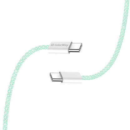 Καλώδιο Δεδομένων και Φόρτισης USB-C - USB-C ColorWay CW-CBPDCC061, 60W, 1m, Πράσινο