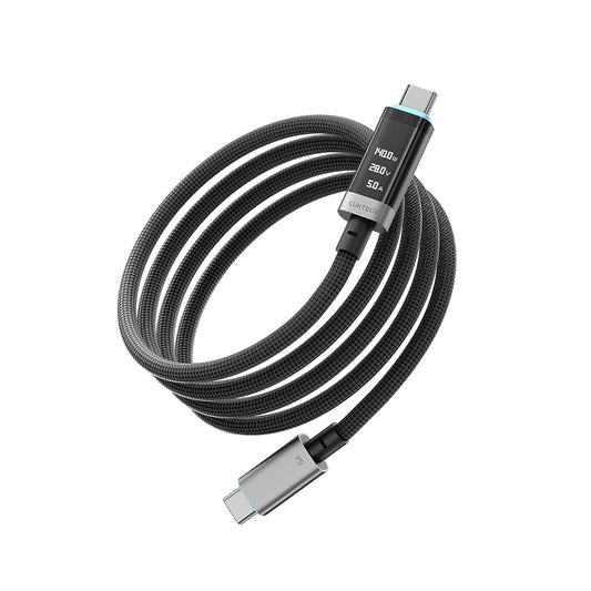 Καλώδιο Δεδομένων και Φόρτισης USB-C - USB-C Cuktech CTC620P Οθόνη, 240W, 2μ, Μαύρο CCTC620POSBK
