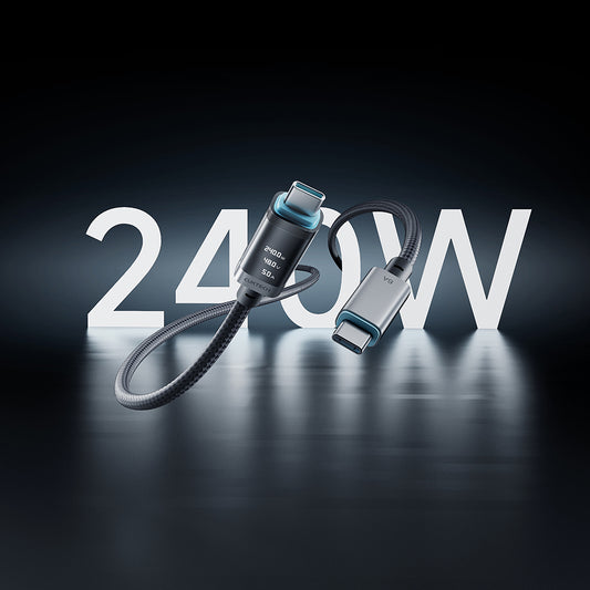 Καλώδιο Δεδομένων και Φόρτισης USB-C - USB-C Cuktech CTC620P Οθόνη, 240W, 2μ, Μαύρο CCTC620POSBK