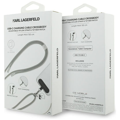 Karl Lagerfeld Choupette Charm USB-C to USB-C Data and Charging Cable, 100W, 1.5m, Gray
