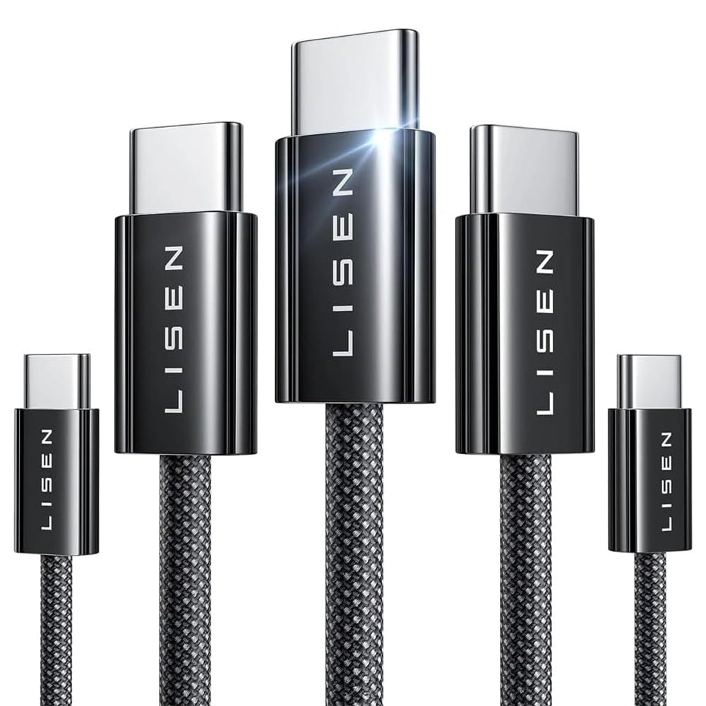 Καλώδιο Δεδομένων και Φόρτισης USB-C - USB-C Lisen, 60W, Σετ 5 τεμαχίων (2 x 1m, 2 x 2m, 1 x 3m), Μαύρο YL0123070010