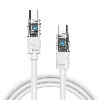 Καλώδιο Δεδομένων και Φόρτισης USB-C - USB-C Lito LD05, 60W, 1m, Λευκό