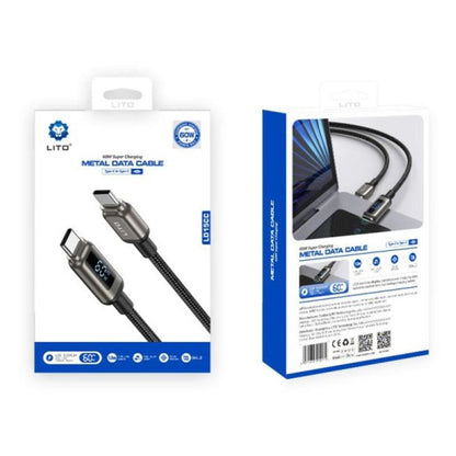 Καλώδιο Δεδομένων και Φόρτισης USB-C - USB-C Lito LD15 Display, 60W, 1m, Μαύρο