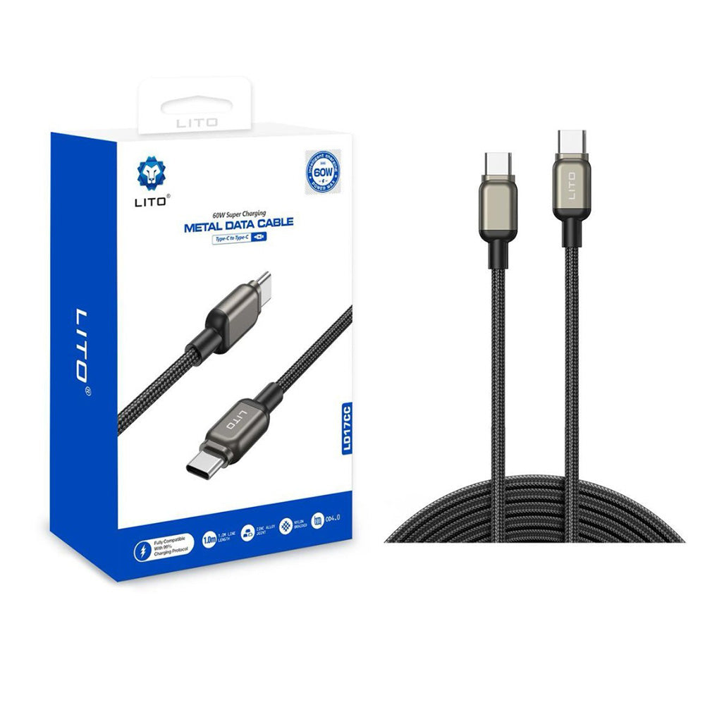 Καλώδιο Δεδομένων και Φόρτισης USB-C - USB-C Lito LD17, 100W, 1m, Μαύρο
