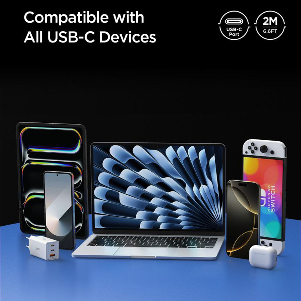 Καλώδιο Δεδομένων και Φόρτισης USB-C - USB-C Spigen EB10020CC, 100W, 2m, Λευκό