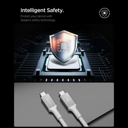 Καλώδιο Δεδομένων και Φόρτισης USB-C - USB-C Spigen EB24015CC, 240W, 1.5m, Λευκό ACA10422