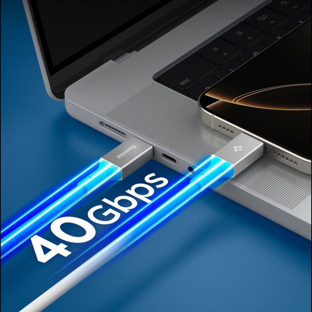 Καλώδιο Δεδομένων και Φόρτισης USB-C - USB-C Spigen EB24015CC, 240W, 1.5m, Λευκό ACA10422
