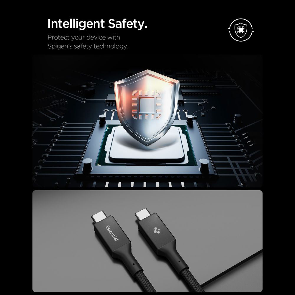 Καλώδιο Δεδομένων και Φόρτισης USB-C - USB-C Spigen EB24015CC, 240W, 1.5m, Μαύρο ACA10423