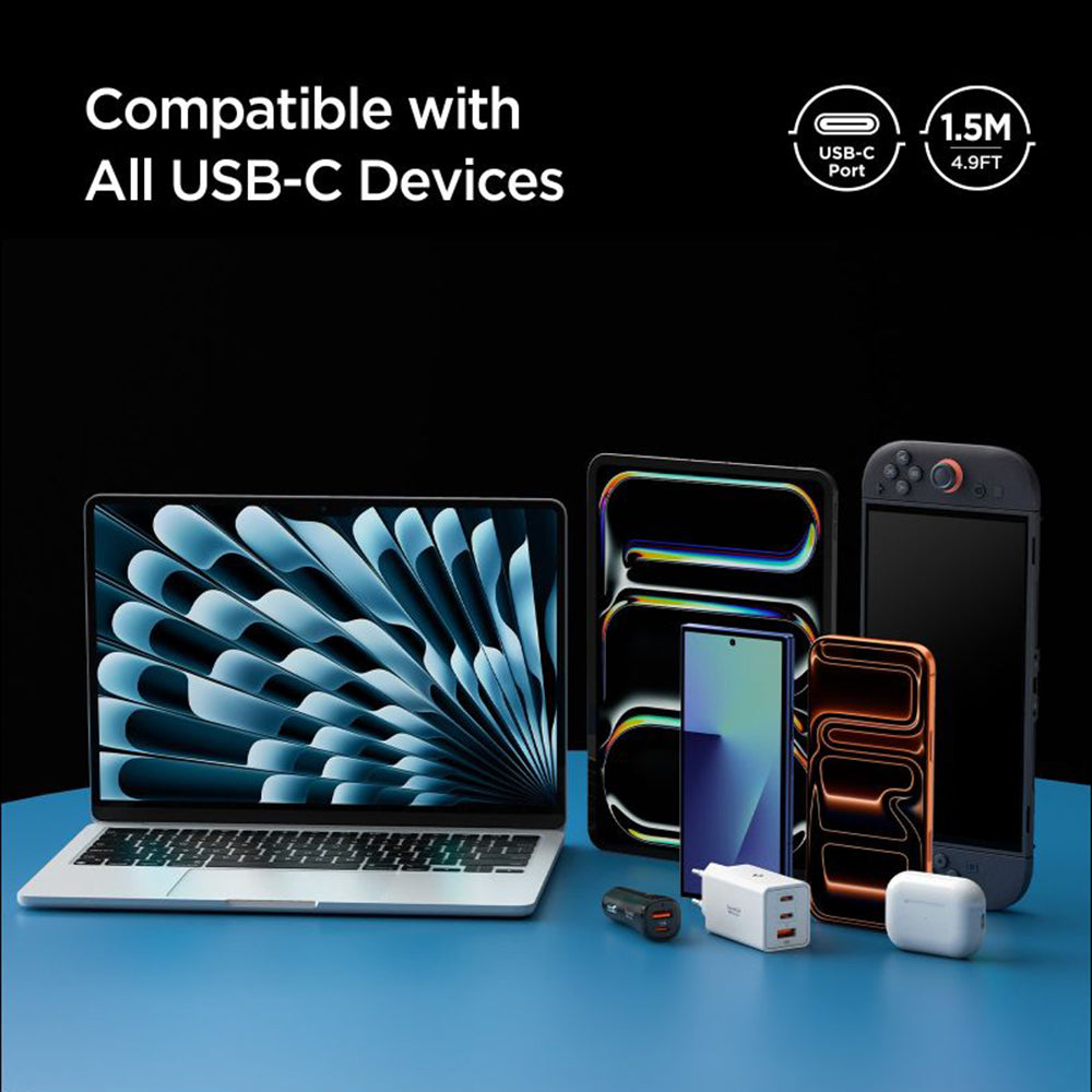 Καλώδιο Δεδομένων και Φόρτισης USB-C - USB-C Spigen EB24015CC, 240W, 1.5m, Μαύρο ACA10423