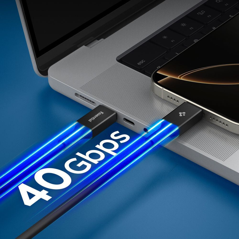 Καλώδιο Δεδομένων και Φόρτισης USB-C - USB-C Spigen EB24015CC, 240W, 1.5m, Μαύρο ACA10423