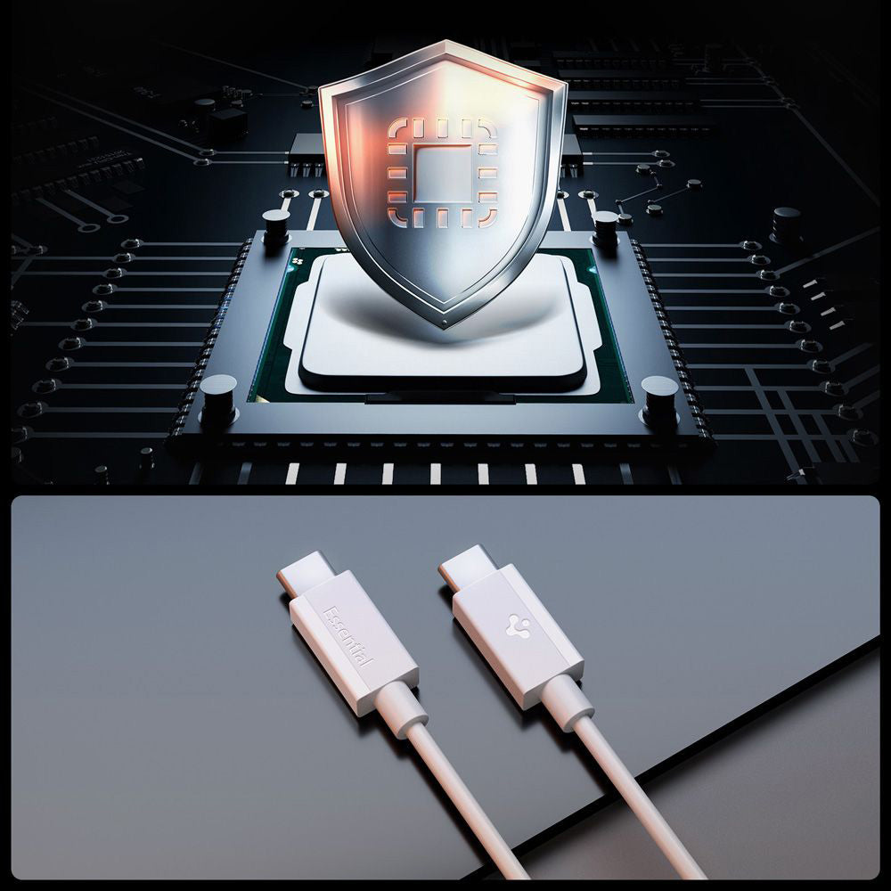 Καλώδιο Δεδομένων και Φόρτισης USB-C - USB-C Spigen Essential, 60W, 2m, Λευκό