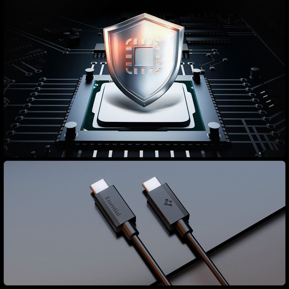 Καλώδιο Δεδομένων και Φόρτισης USB-C - USB-C Spigen Essential, 60W, 2m, Μαύρο