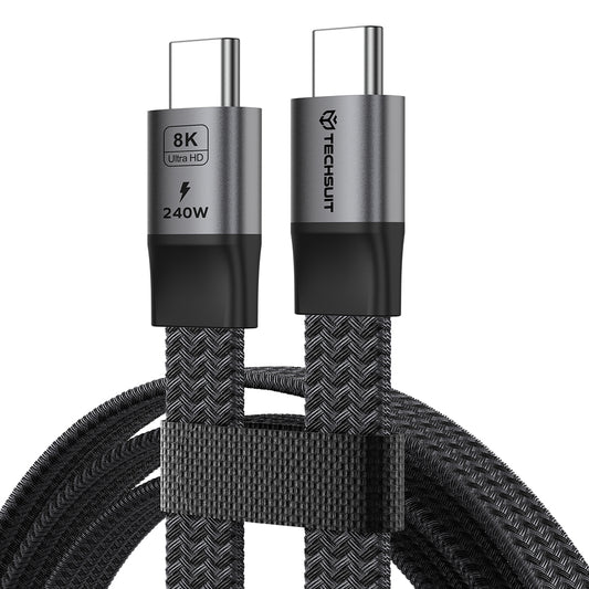 Καλώδιο Δεδομένων και Φόρτισης USB-C - USB-C Techsuit ElysiumSync Pro CX1, 240W, 1μ, Γκρι