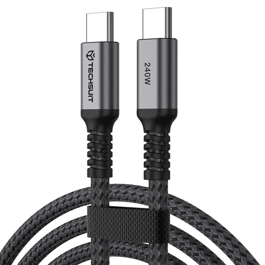 Καλώδιο Δεδομένων και Φόρτισης USB-C - USB-C Techsuit TitanSync Pro CX2, 240W, 1μ, Γκρι
