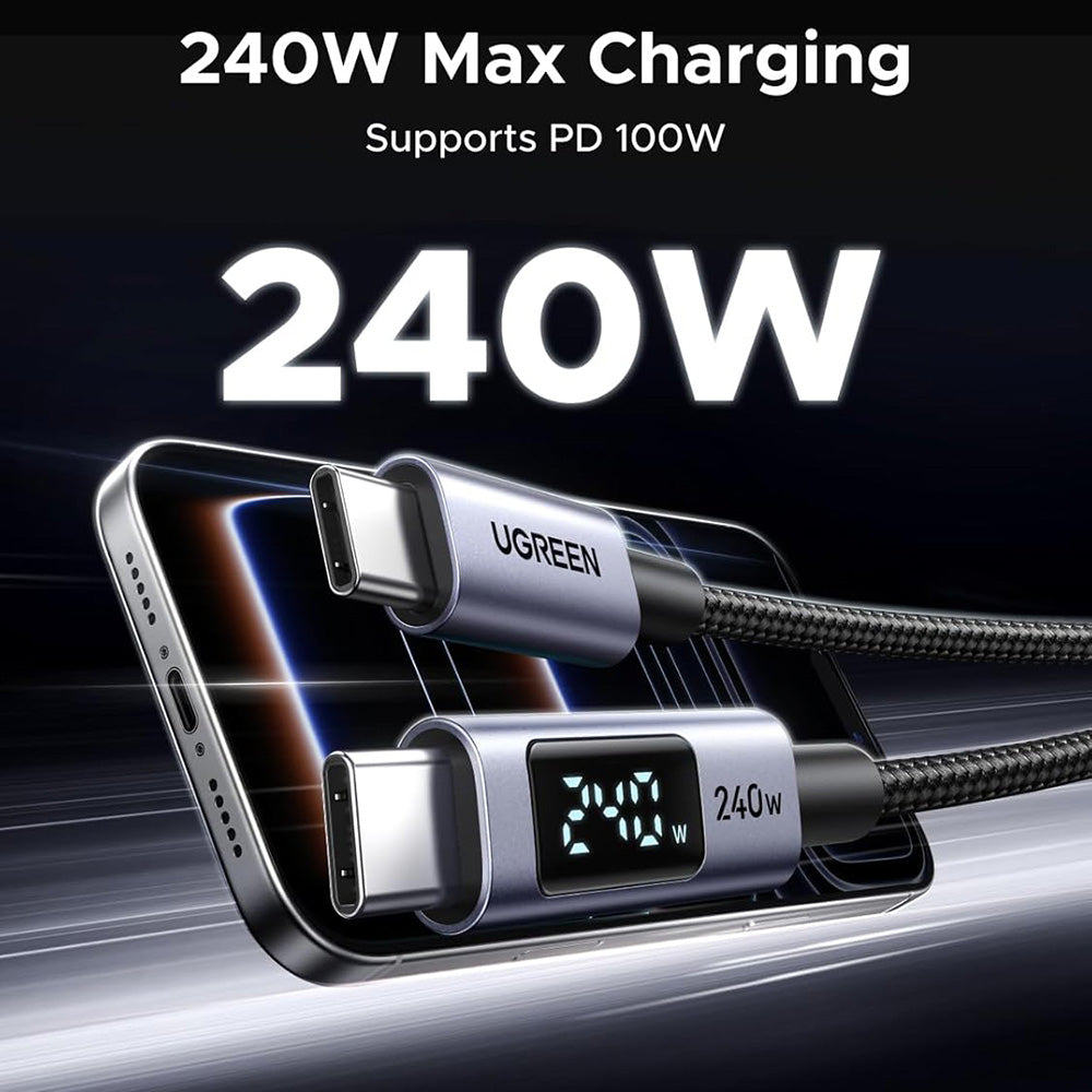 Καλώδιο Δεδομένων και Φόρτισης USB-C - USB-C UGREEN 65866 Display, 240W, 1m, Γκρι
