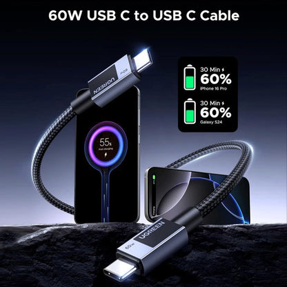 Καλώδιο Δεδομένων και Φόρτισης USB-C - USB-C UGREEN L524, 60W, 1m, Γκρι