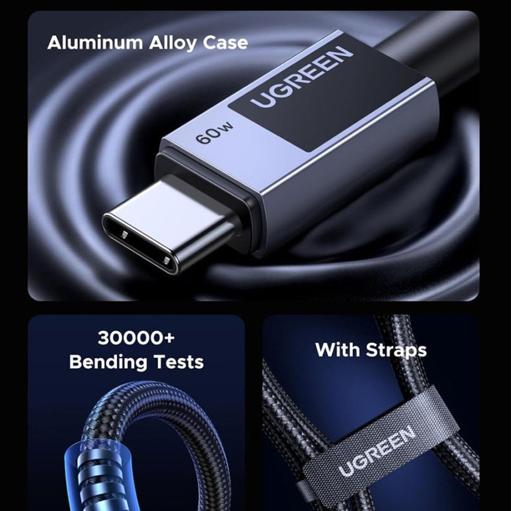 Καλώδιο Δεδομένων και Φόρτισης USB-C - USB-C UGREEN L524, 60W, 1m, Γκρι