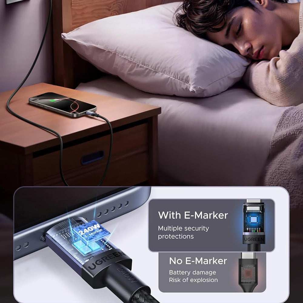 Καλώδιο Δεδομένων και Φόρτισης USB-C - USB-C UGREEN L532, 240W, 0.5m, Γκρι