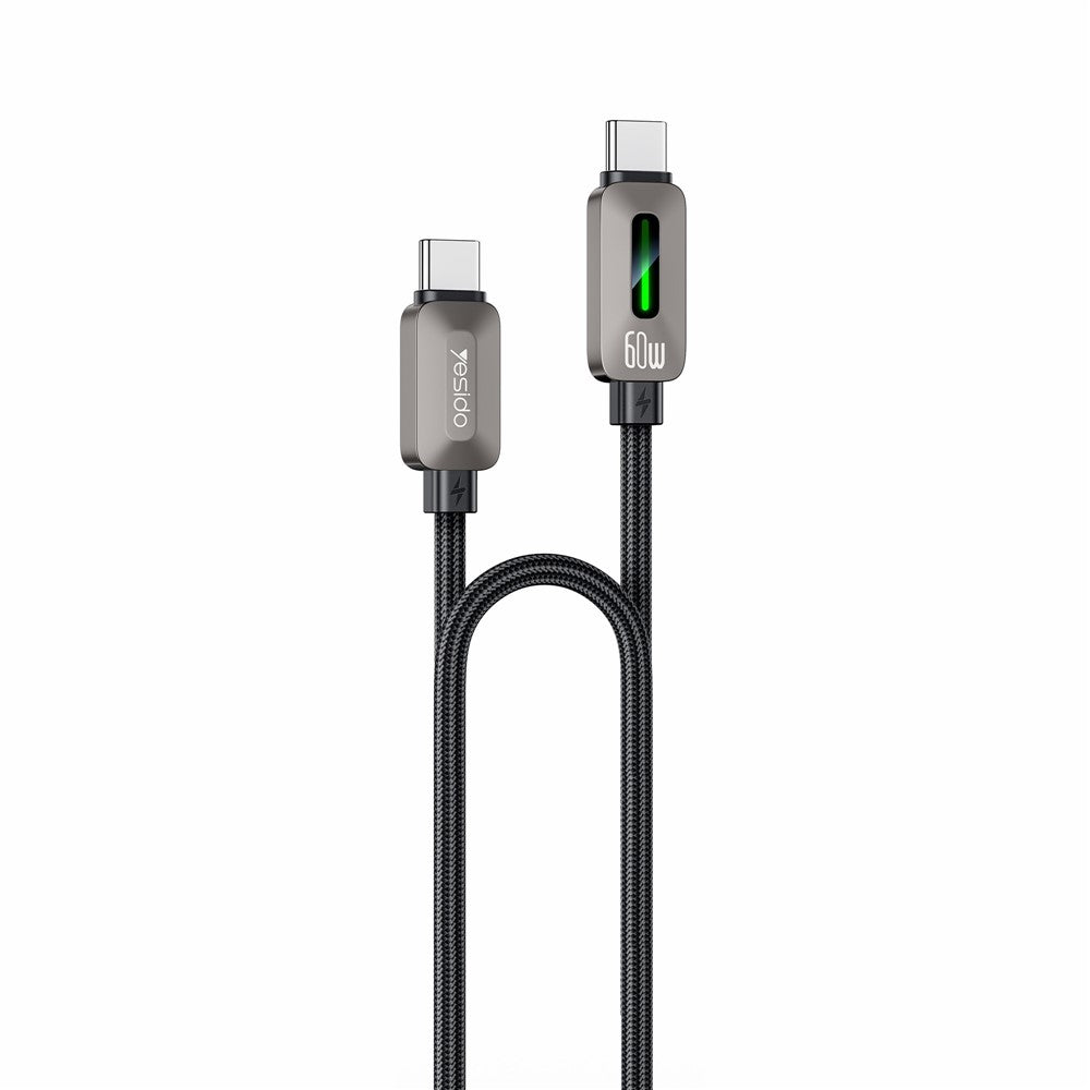 Καλώδιο Δεδομένων και Φόρτισης USB-C - USB-C Yesido CA198, 60W, 1.2m, Μαύρο