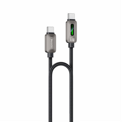 Καλώδιο Δεδομένων και Φόρτισης USB-C - USB-C Yesido CA198, 60W, 1.2m, Μαύρο