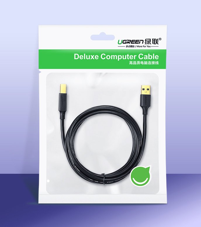 Καλώδιο Εκτυπωτή UGREEN US135, USB-A - USB-B, 1.5m, Μαύρο