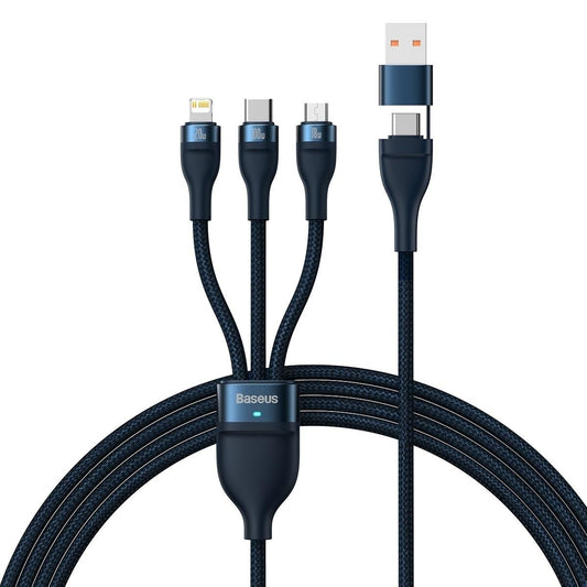 USB-C / USB-A Charging Cable - Lightning / microUSB / USB-C Baseus Flash Series II, 100W, 1.2m, Navy Blue CASS030103