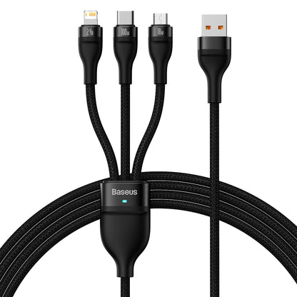 Καλώδιο Φόρτισης USB-A - Lightning / microUSB / USB-C Baseus Flash Series II 3in1, 100W, 1.2m, Μαύρο CASS030001