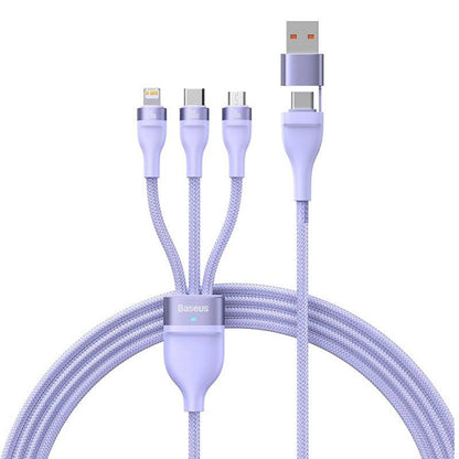 Καλώδιο Φόρτισης USB-A / USB-C - Lightning / microUSB / USB-C Baseus Flash Series II 3in1, 100W, 1.2m, Μωβ CASS030105