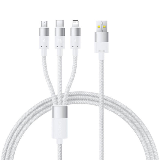 Καλώδιο Φόρτισης USB-A - Lightning / microUSB / USB-C Baseus StarSpeed, 100W, 1.5m, Λευκό P10319900211-00